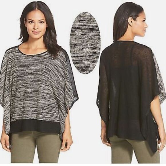 𝅺eileen Fisher Raglan Box Sweater Poncho Top One Size - Picture 2 of 6